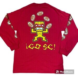 Mens USC Trojans Football Long sleeve Shirt Size L Tiki Surf Shirt